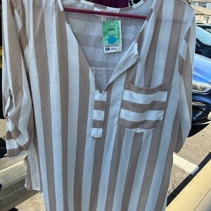 Striped Beige and White Blouse